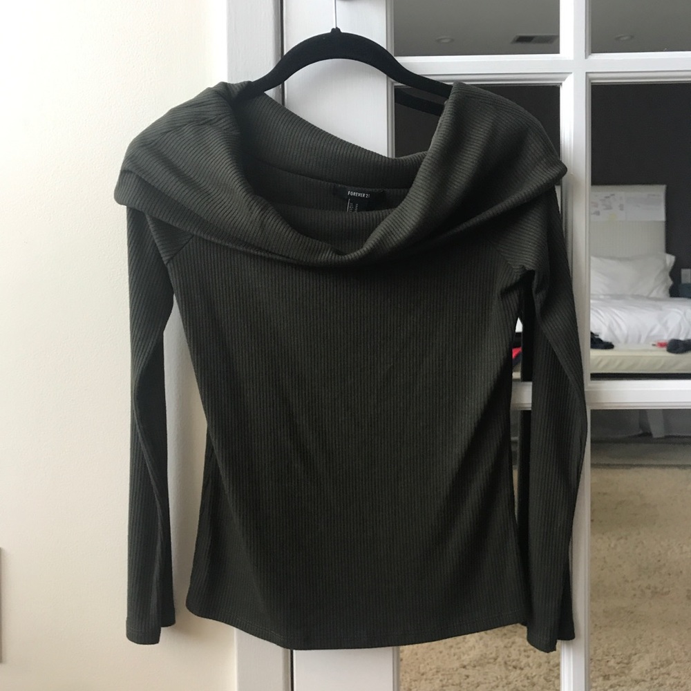 Off the shoulder ribbed sweater